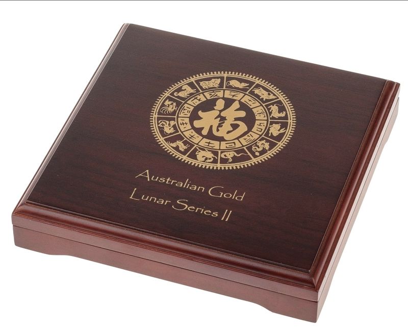 Perth Mint Lunar Series II gold 1/4oz x 12 hardwood case