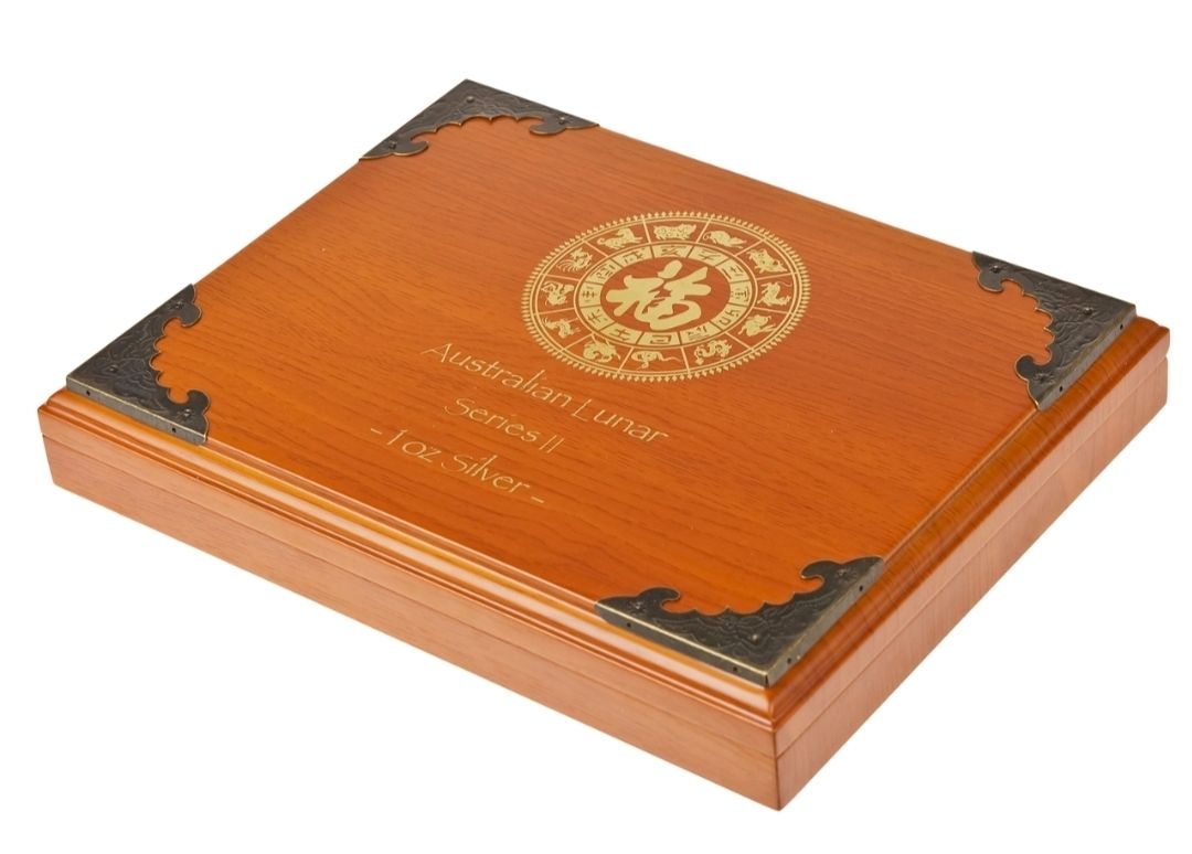 Perth Mint Lunar Series II silver 1oz x 12 hardwood case