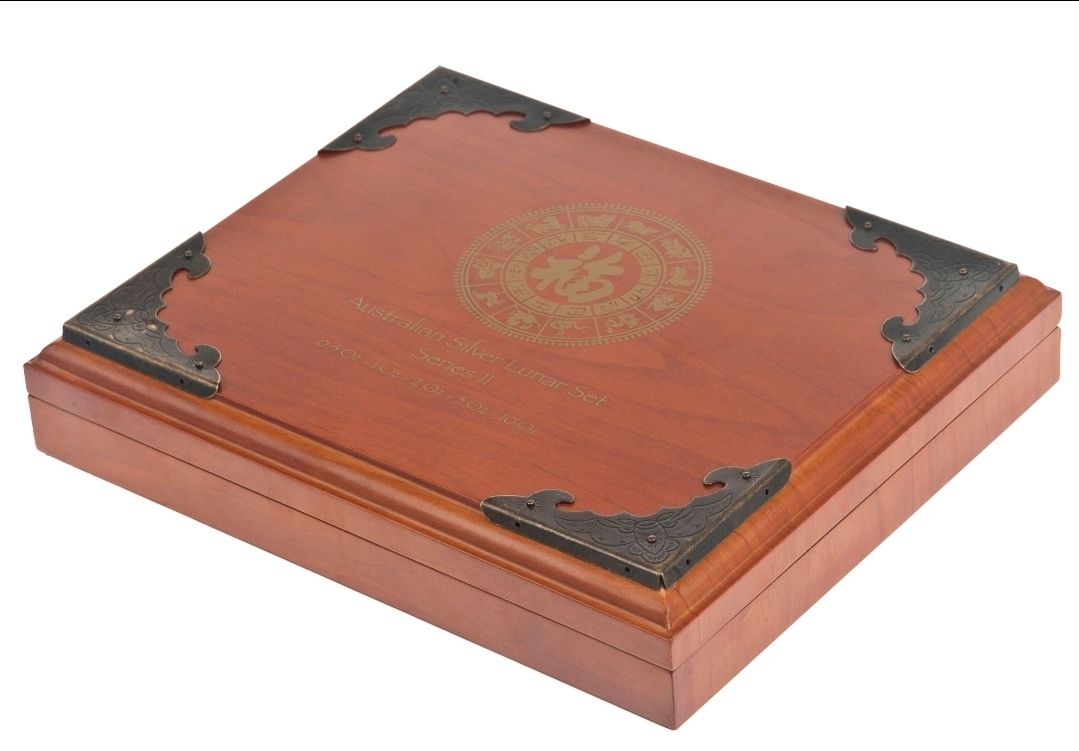 Perth Mint Lunar Series II silver 1/2 to 10oz hardwood case