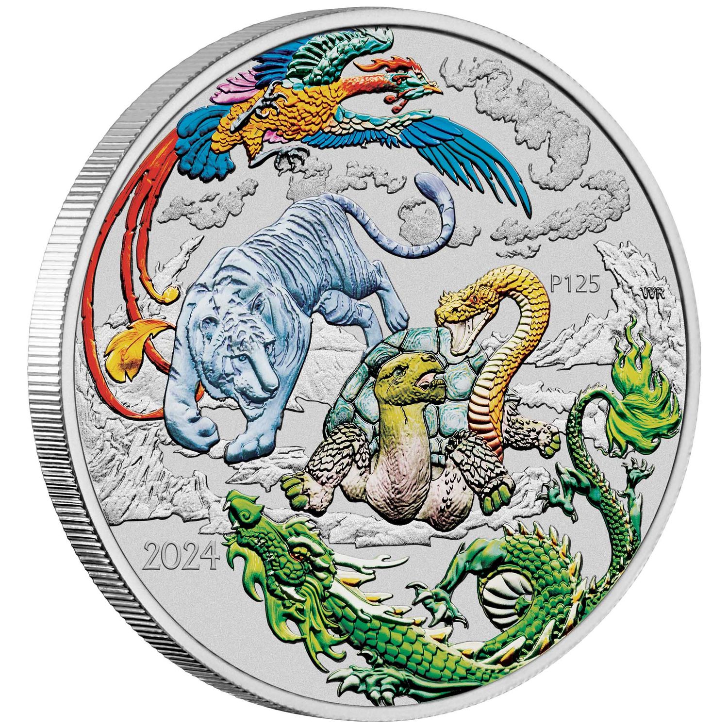 Chinese Myths and Legends 2024 Four Guardians Lan 1oz Silver Coloured Coin