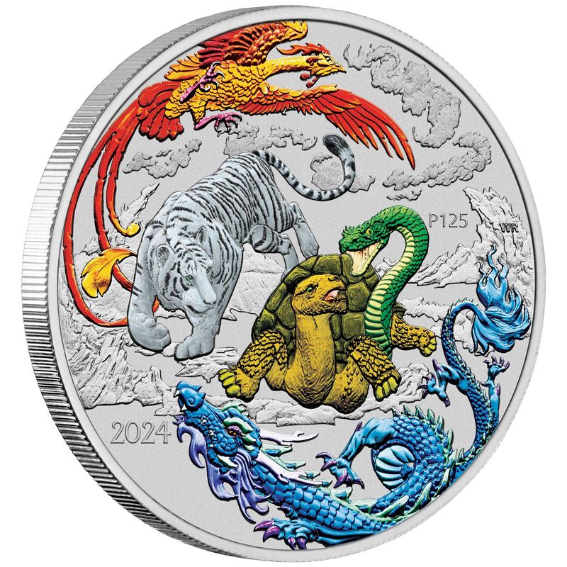 Chinese Myths and Legends 2024 Four Guardians Hong 1oz Silver Coloured Coin