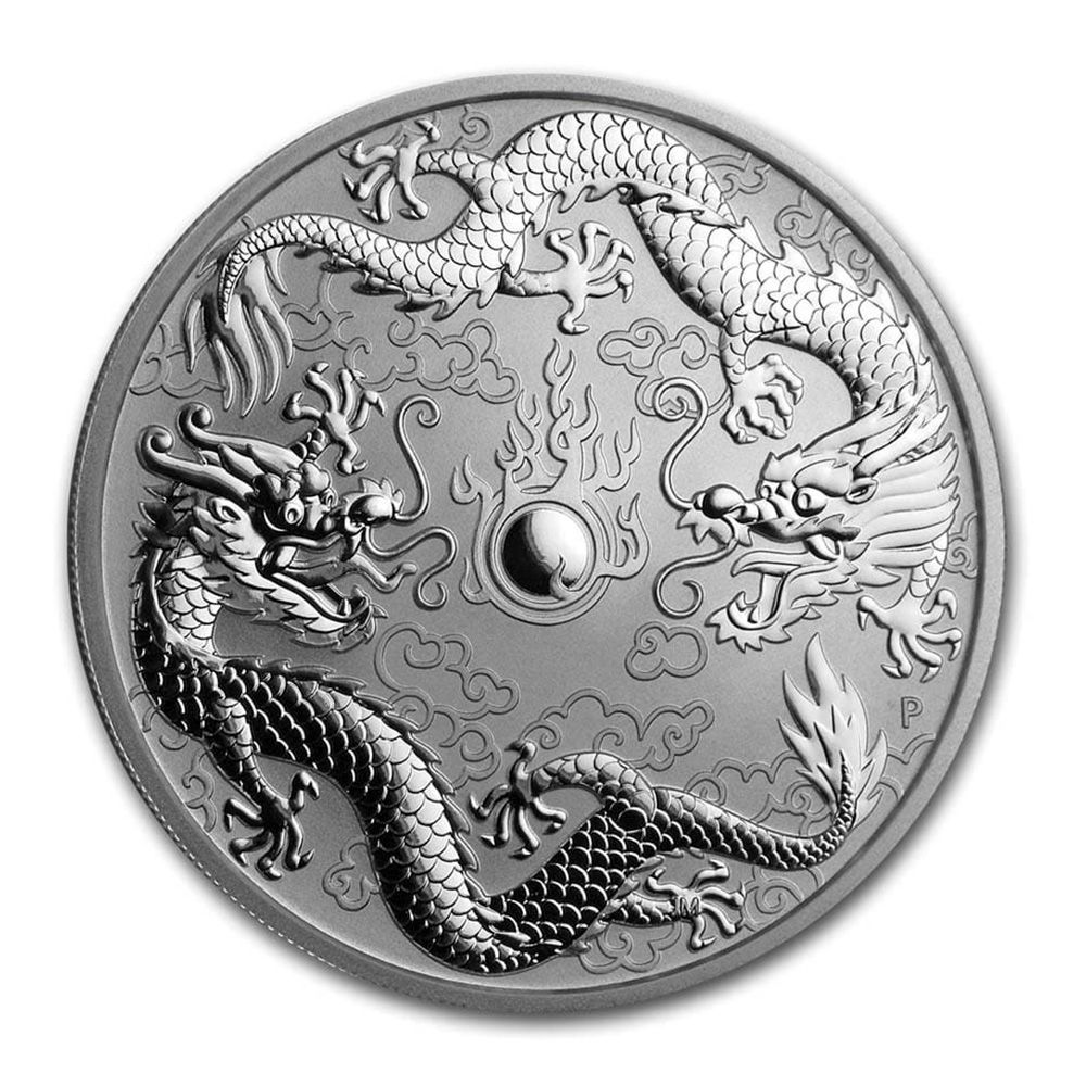 Chinese Myths and Legends 2019 Double Dragon 1oz Silver BU Coin