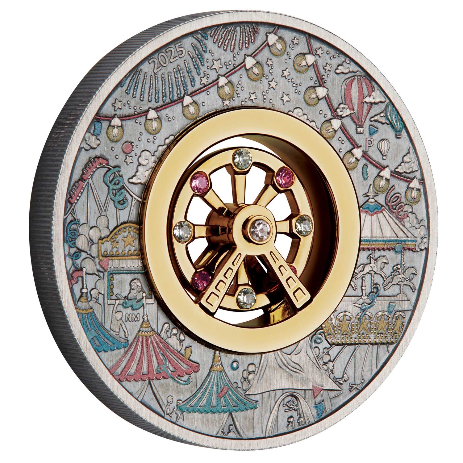 Ferris Wheel 2025 2oz Silver Antiqued Coloured Coin