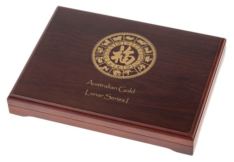 Perth Mint Lunar Series I Gold 12x 1/10oz hardwood case