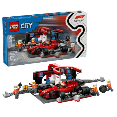 LEGO F1® Boxenstopp mit Boxencrew und Ferrari Flitzer 60443