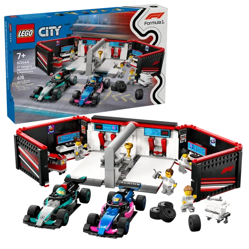 LEGO F1® Garage mit Mercedes-AMG &amp; Alpine Rennautos 60444