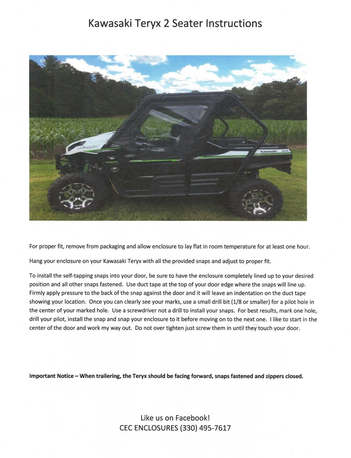 Kawasaki Teryx 2-Seater Enclosure