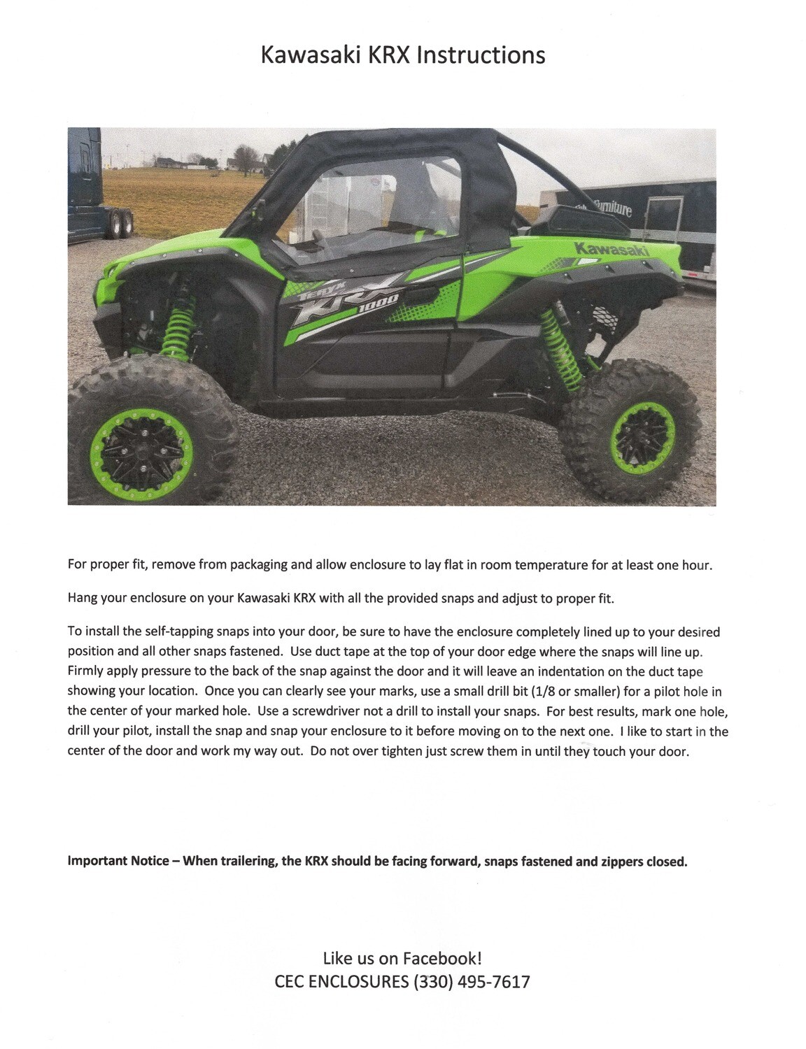 Kawasaki KRX 2-Seater Enclosure