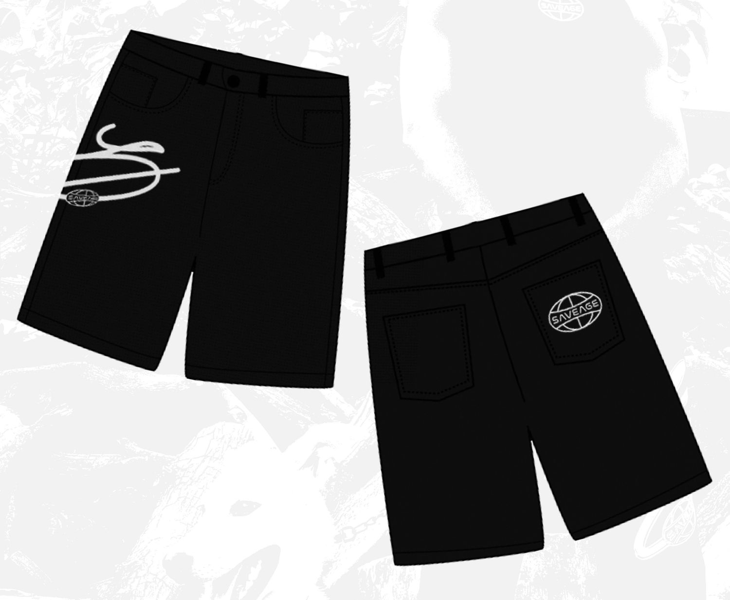 &#39;BIG S&#39; BLACK CORDUROY JORTS