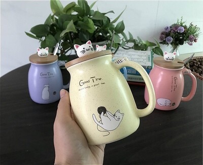 Ly gốm sứ mèo con 400ml