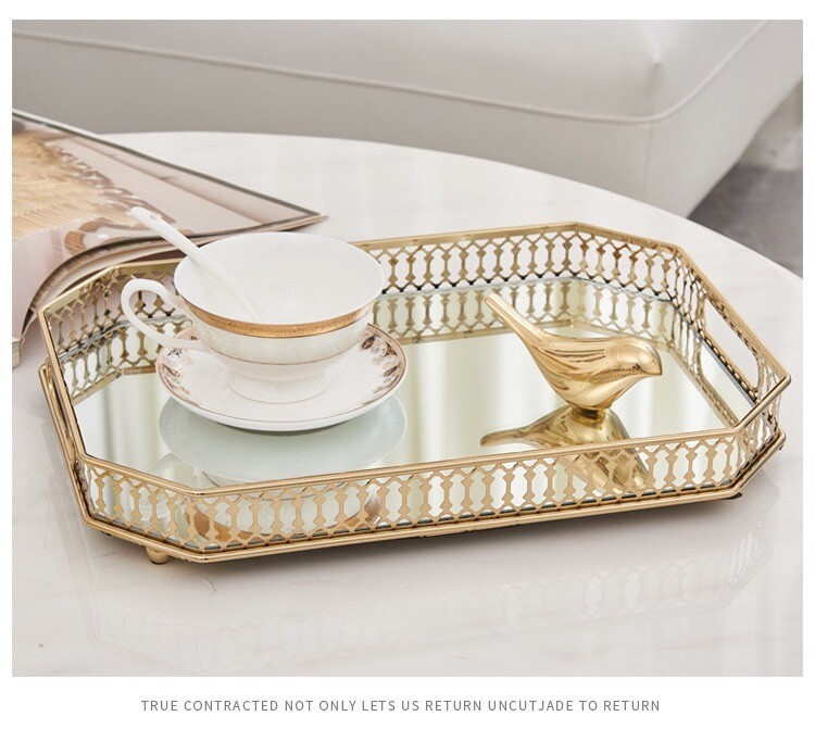 ​Luxurious High-End Mirrored Tray for Bottles, Glasses, and Cups