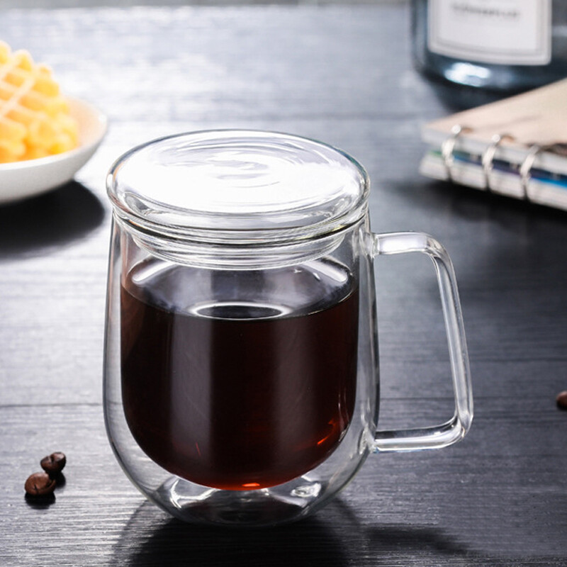 300ml double-walled insulated glass cup