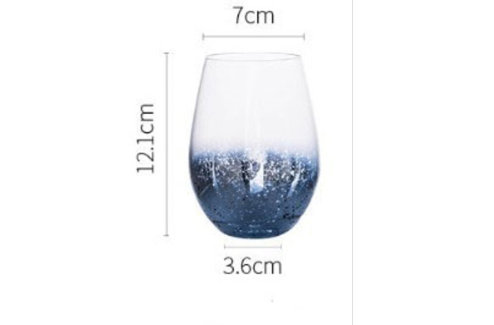 Ly Thủy Tinh 550ml Tráng Gương Lấp Lánh Sao Đêm, Màu: Xanh