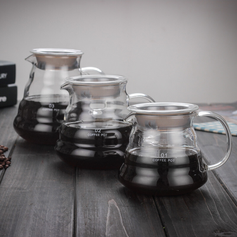 Elegant and Simple Wavy Glass Coffee Carafe 300ml/500ml/700ml