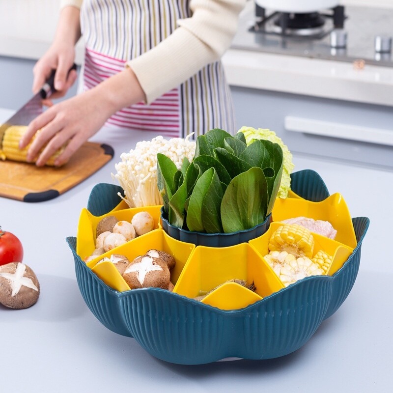 Rổ đựng rau củ ăn lẩu có đế xoay tiện dụng