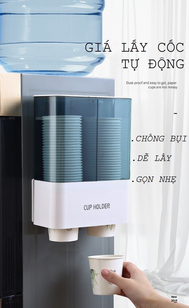 Giá lấy ly cốc giấy tự động 2 ngăn