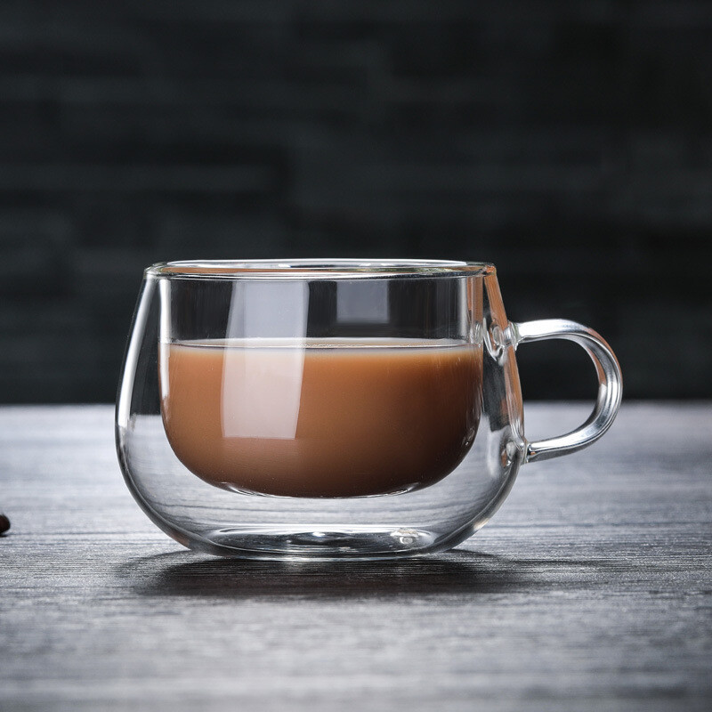 Double-Walled Insulated Clear Glass Coffee Mug 150ml