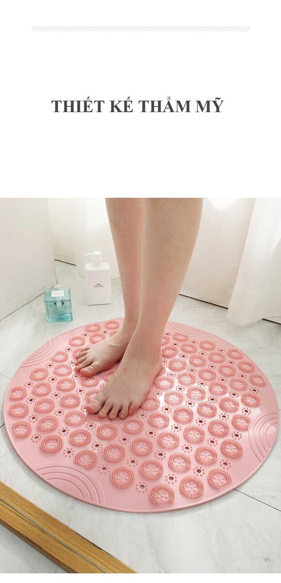 Thảm lót chống trơn nhà tắm nhiều màu, Màu sắc: Hồng