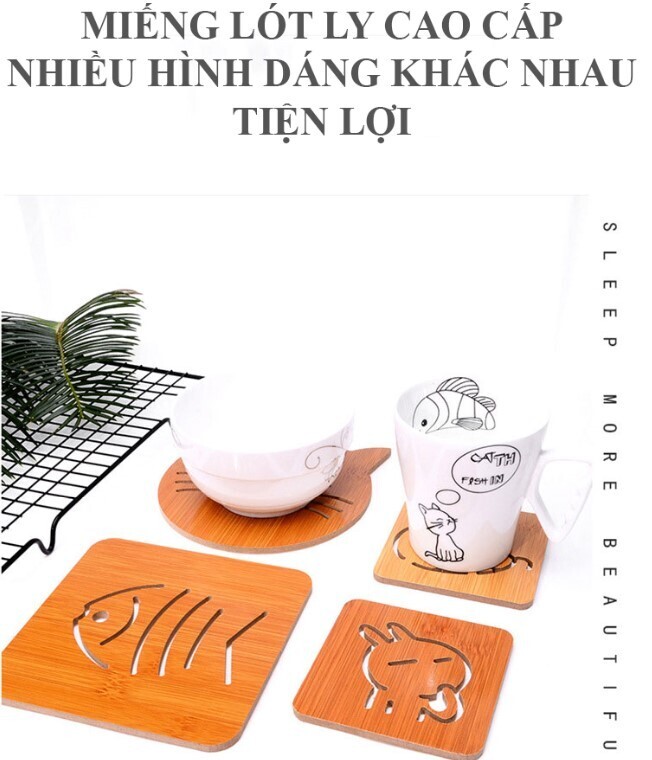 ​Đĩa Gỗ Nâu Lót Ly Phong Cách Nhật Đơn Giản
