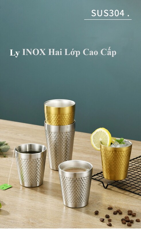 Ly Inox 304 Vân Dập Cách Nhiệt 2 Lớp 175ml, 350ml