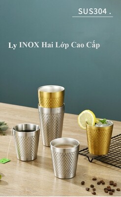 Ly Inox 304 Vân Dập Cách Nhiệt 2 Lớp 175ml, 350ml