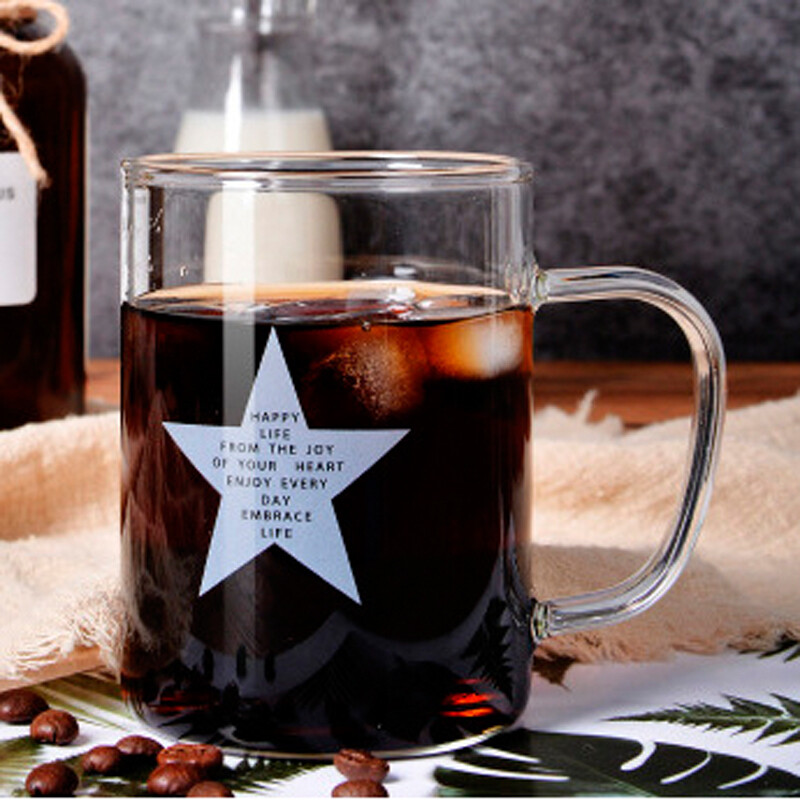 European Style 400ml Glass Mug, Loại: In hình ngẫu nhiên