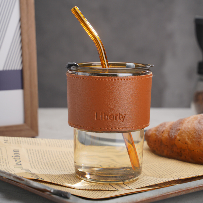 ​Compact 400ml Amber Brown Glass Cup, Màu: Nâu Hổ Phách