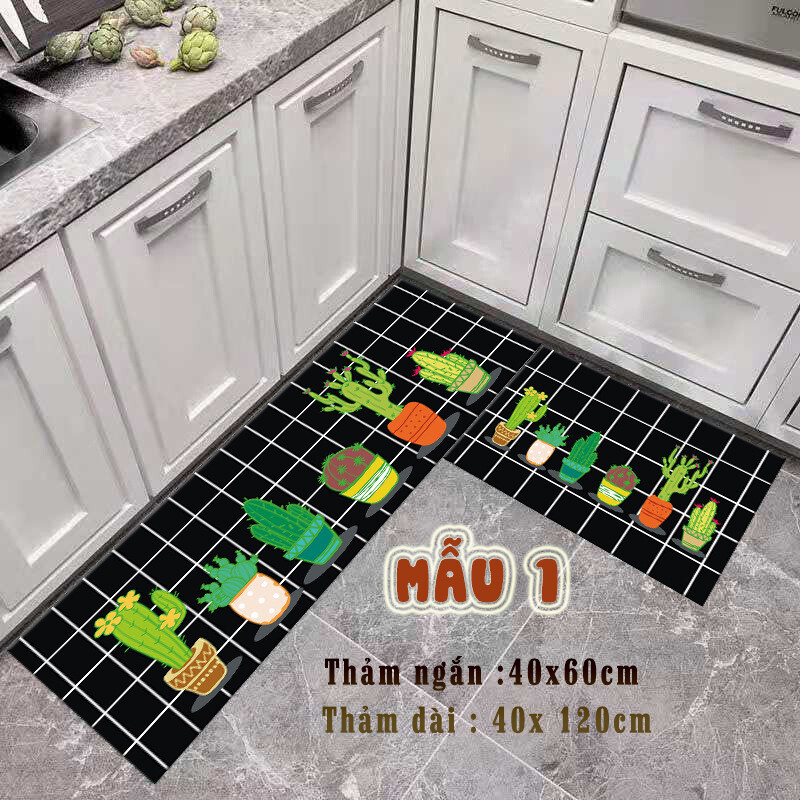 Set 2 Thảm Nhà Bếp Chống Trơn Trượt Nhiều Mẫu, Mẫu: Mẫu 1