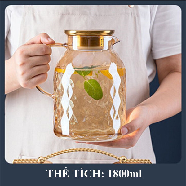 Premium Amber-Tinted Glass Water Pitcher and Drinking Glasses with Simple, Elegant Design, Loại: Bình