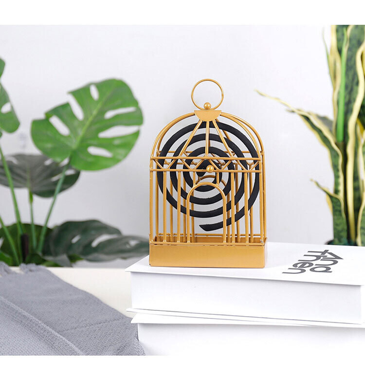 ​Classic Birdcage Design Mosquito Coil Holder, Màu: Vàng đồng