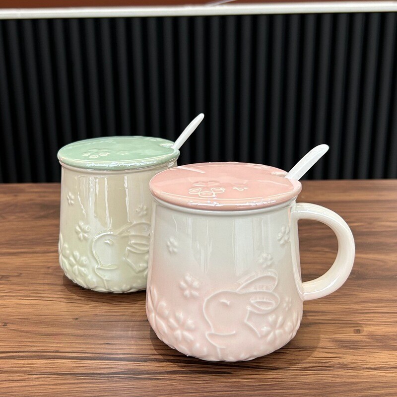 400ml High-Quality Glossy Rabbit Ceramic Mug