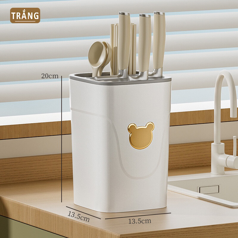 ​Convenient Multi-Purpose Knife, Spoon, and Chopstick Holder, Màu: Trắng Xám