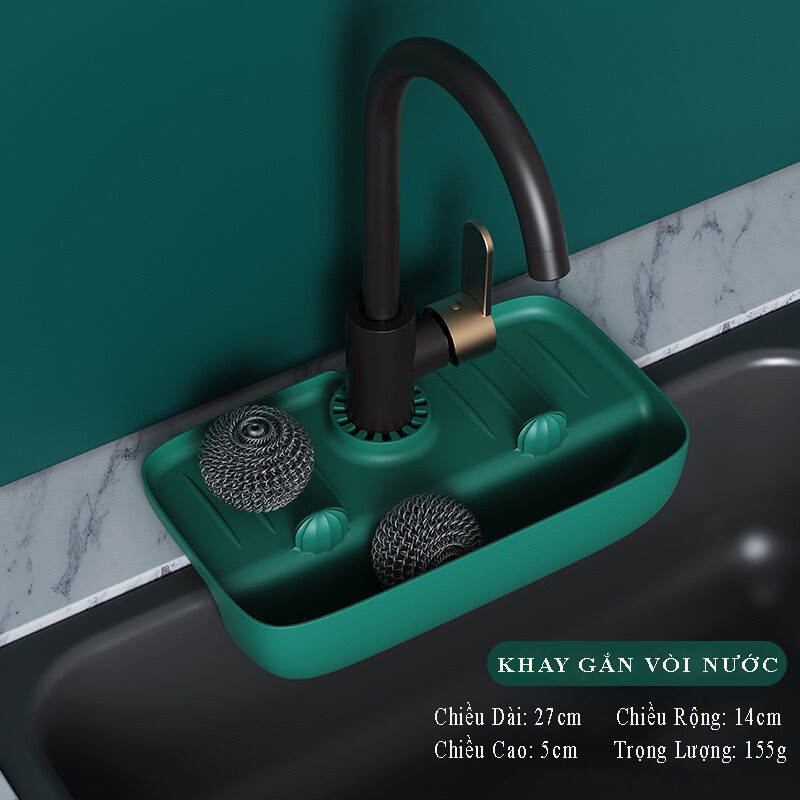 Convenient Faucet-Mounted Storage Tray, MÀU: XANH