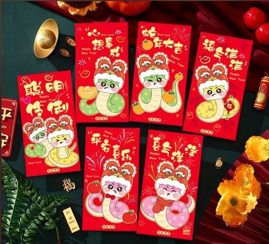 Set 6 Bao lì xì Tết 2025 nhiều mẫu mã với câu chúc may mắn