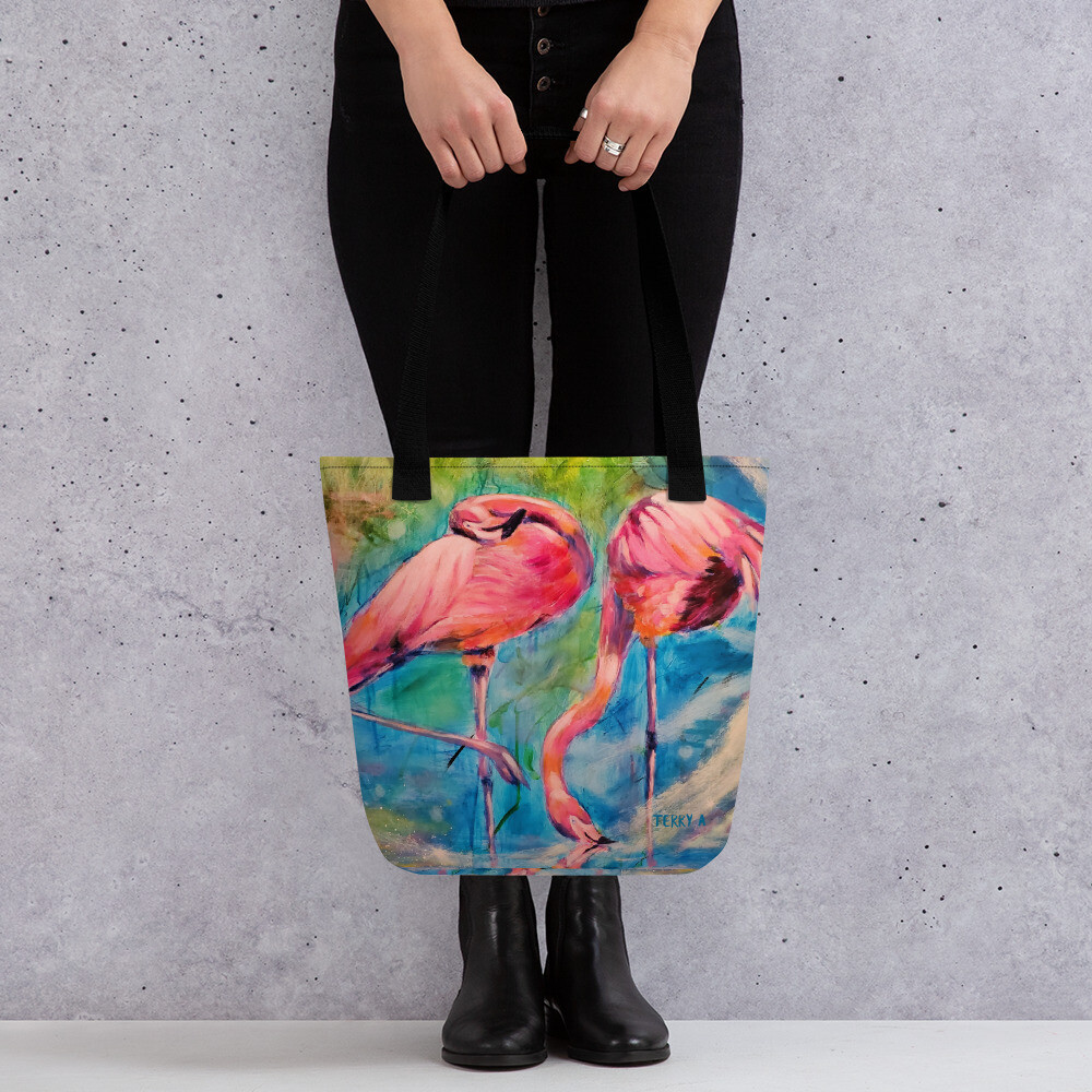 Two Flamingos Tote Bag