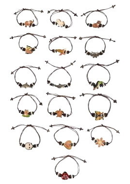 Armband met houten bedeltje | 13 soorten