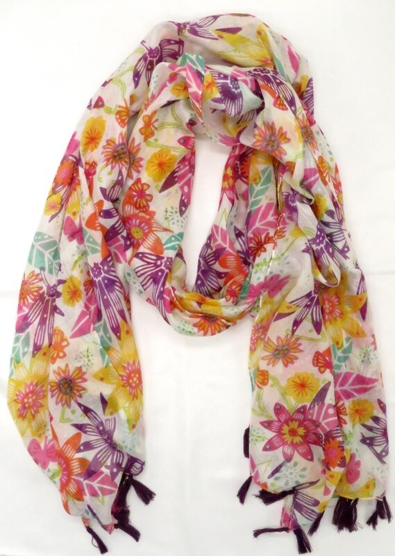 Sjaal bloemen en vlinders | Roze