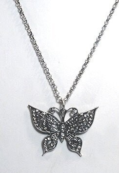 Ketting vlinder met strass-steentjes