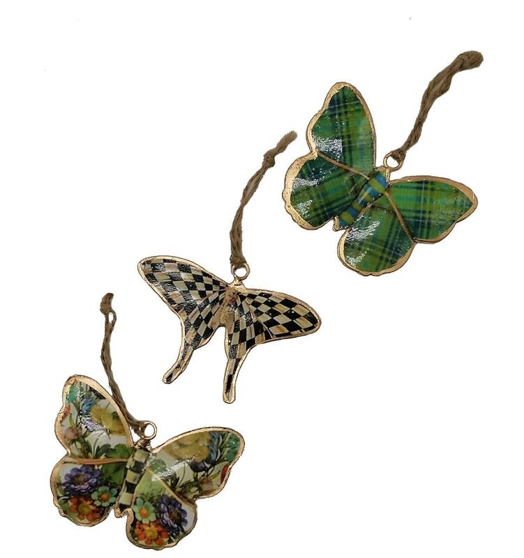 Hangdecoratie metalen vlindertjes | set van 3