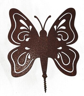 Roestige vlinder met schroef | 12x12cm
