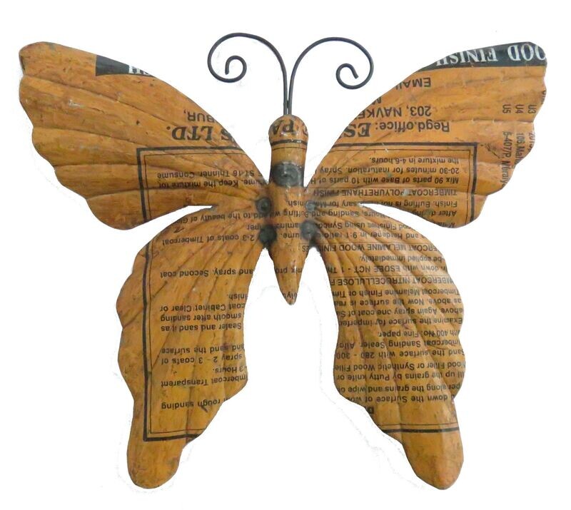 Vlinder gerecycled blik | 37x33cm