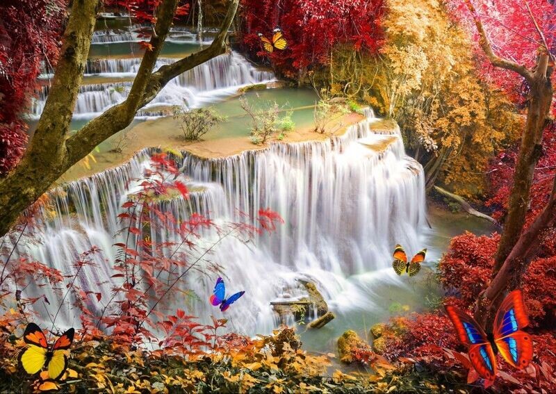 Puzzel Waterval in het bos | 2000