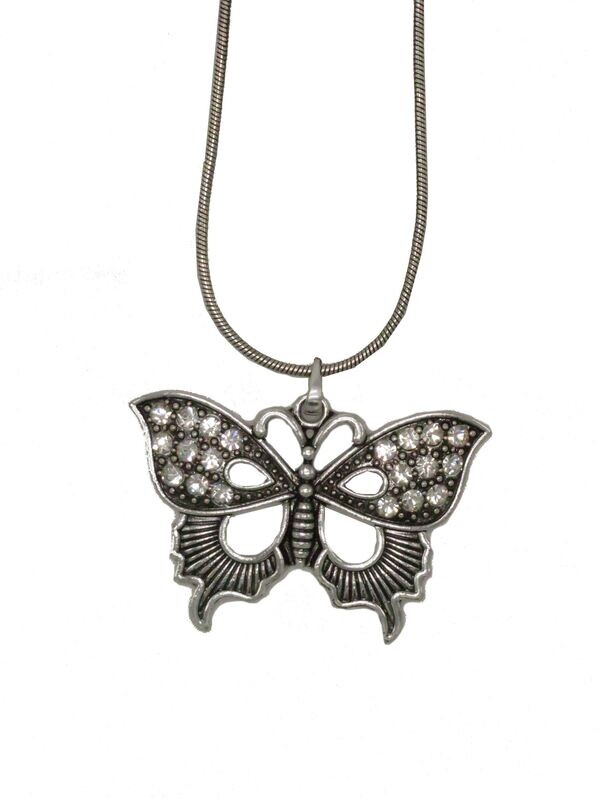 Ketting vlinder strass-steentjes