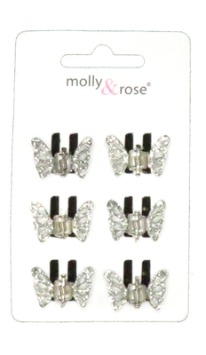 Haarklemmetjes glitter vlinder 6 stuks
