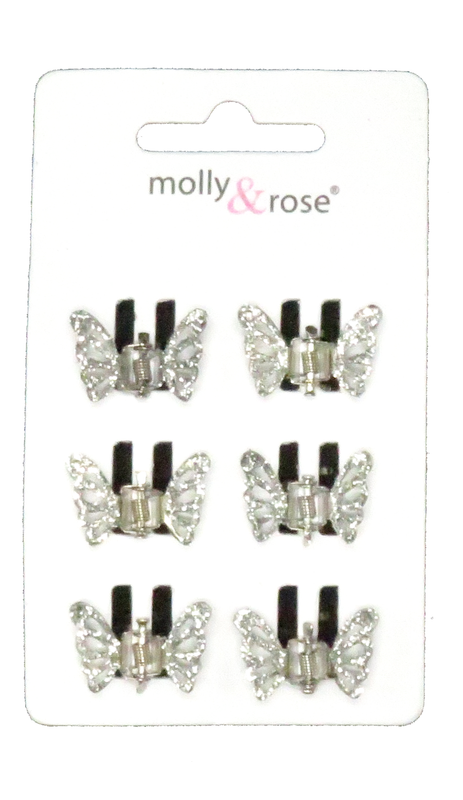 Haarklemmetjes glitter vlinder 6 stuks