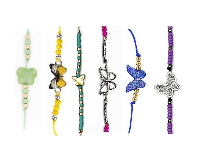 Armband katoen met vlinder | 6 types, vele kleuren