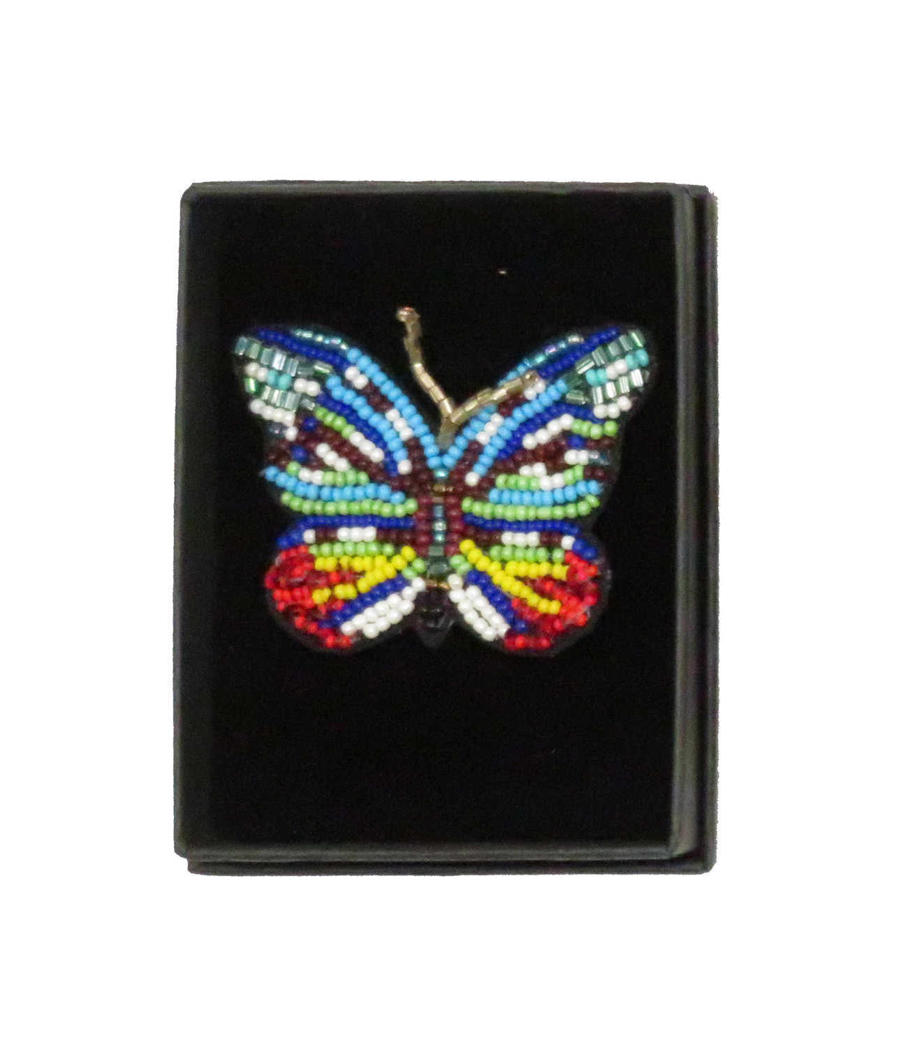 Broche handgeborduurde vlinder