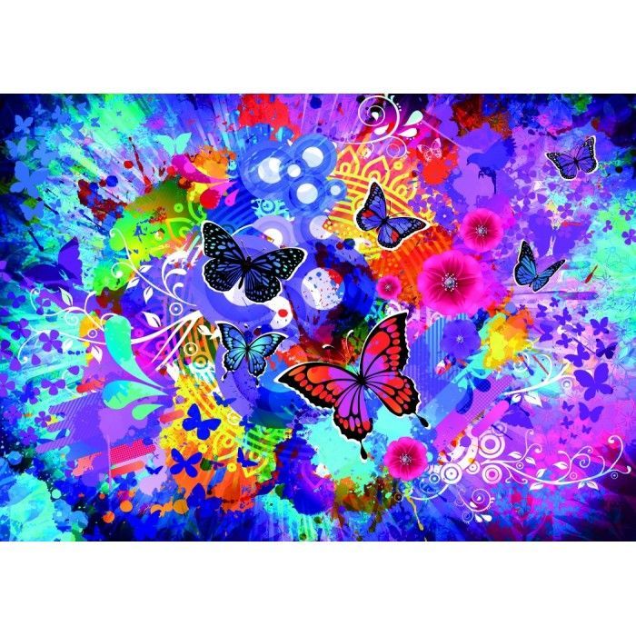 Puzzel Bonte bloemen en vlinders | 1500