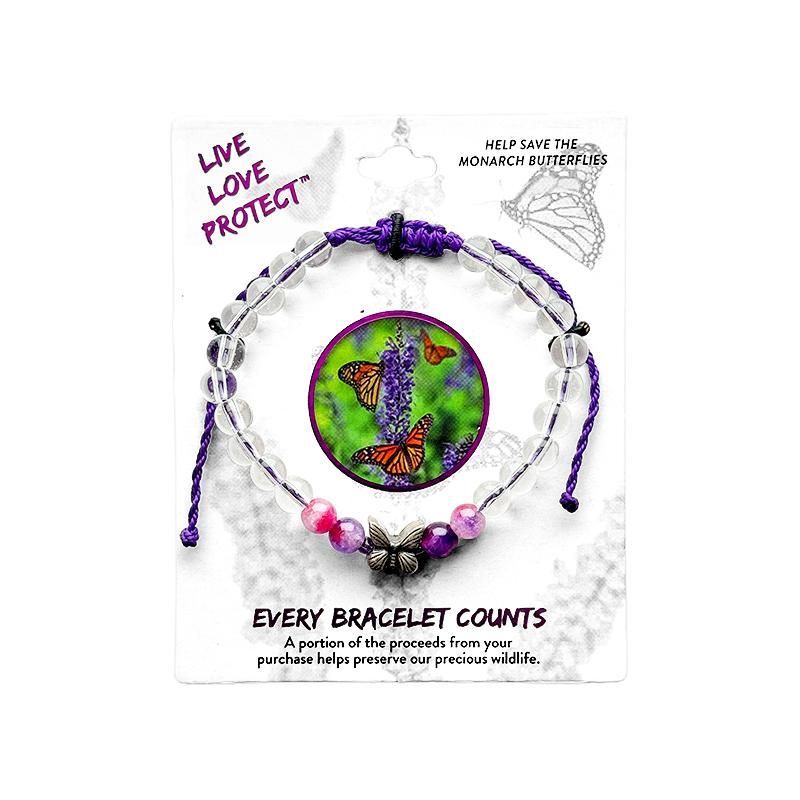 Armband kralen met vlinderbedel  - Red de monarch