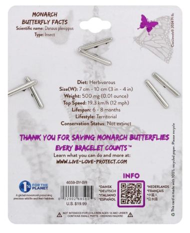 Armband kralen met vlinderbedel  - Red de monarch